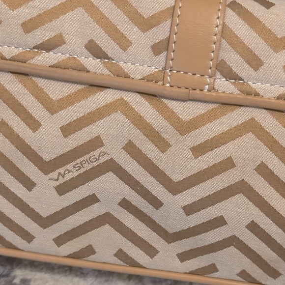 Via Spiga Monogram Clutch/ wristlet brown/Tan leather and fabric - New ! - Picture 5 of 11